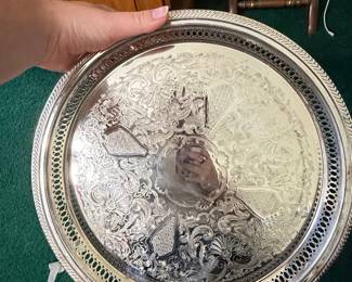 Silver Plated Round Gallery Tray