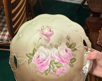 Z.S. & Co. Bavaria Mignon Hand-Painted Rose Serving Tray