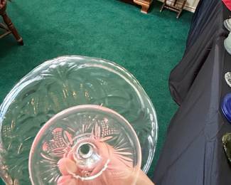 Vintage Pressed Glass Pedestal Cake Stand