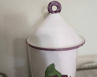 Vintage Hand-Painted Floral Ceramic Canister
