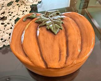LMS Ceramic Pumpkin Lidded Casserole Dish