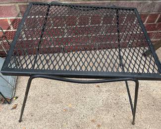 Vintage Mid-Century Modern Wrought Iron Mesh Patio Side Table