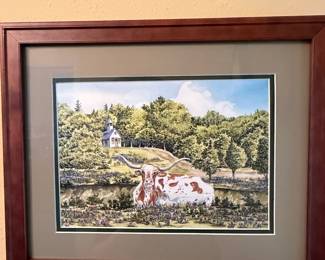 Friddle Texas Longhorn and Bluebonnet Framed Print