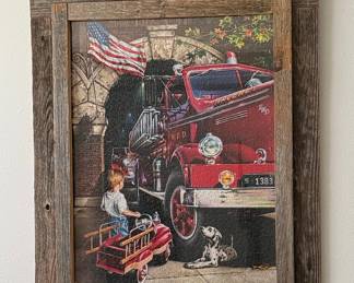 MasterPieces 'Firehouse Dreams' 1000-Piece Jigsaw Puzzle in Rustic Wood Frame
