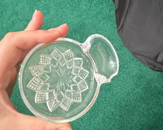 Vintage Fostoria Pressed Glass Coaster with Spoon Rest