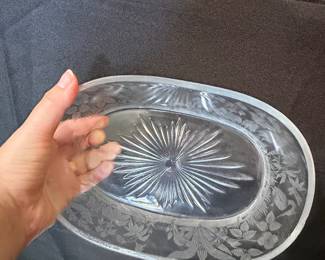 Heisey Orchid Etched Oval Vegetable Bowl