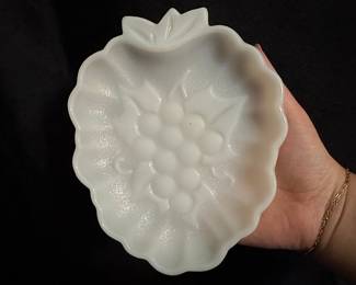 Vintage Hazel Atlas Milk Glass Grape-Shaped Dish