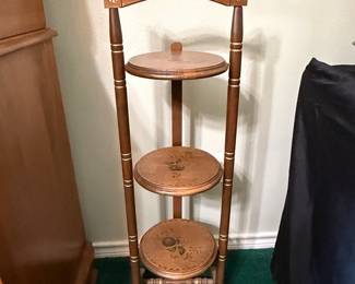 Vintage Three-Tier Stenciled Wood Pie Stand