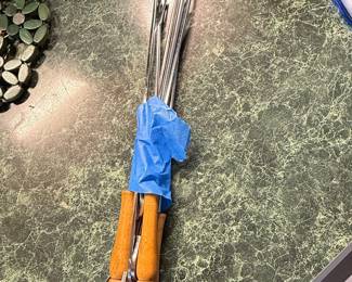Vintage Fondue Forks with Wooden Handles