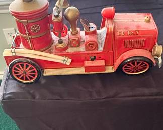 Vintage 1960s Modern Toys (MT) Japan Battery-Operated F.D. No. 7 Fire Engine Toy