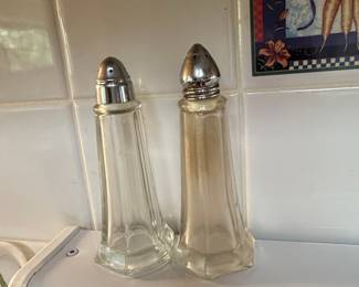 Vintage Eiffel Tower Style Glass Salt and Pepper Shakers