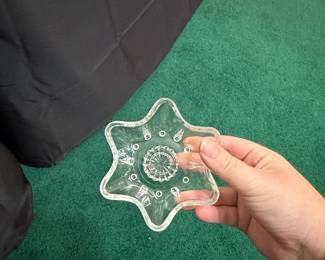Vintage Pressed Glass Star-Shaped Candlestick Holder