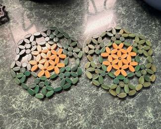 Vintage Mid-Century Modern Wooden Bead Trivets