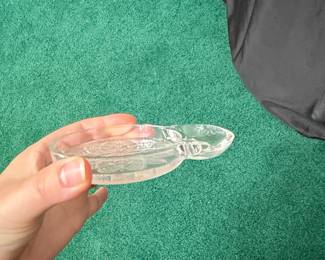 Vintage Fostoria Pressed Glass Coaster with Spoon Rest