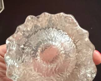 Vintage Scandinavian Ice Glass Votive Holder