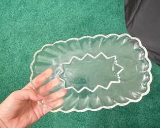 Vintage Clear Pressed Glass Relish Dish