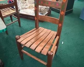 Hand-Painted Folk Art Child's Slat-Back Chair
