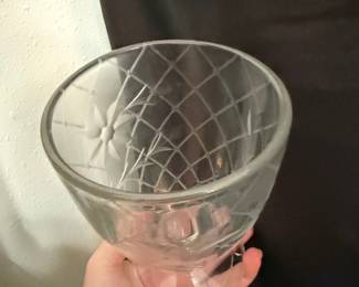 Vintage Etched Glass Footed Goblet