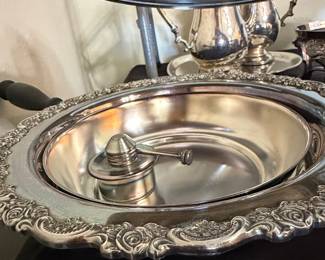 Silver-plated Chafing Dish with Warming Burner