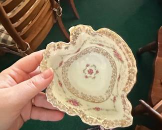 Vintage Porcelain Floral Scalloped Dish