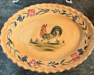HOME Rooster Pattern Oval Serving Platter