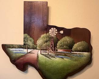 Billington Texas Shape Wood Wall Plaque
