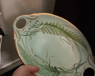 Hand-Painted Porcelain Fern Tray