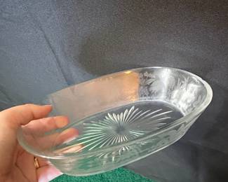 Heisey Orchid Etched Oval Vegetable Bowl