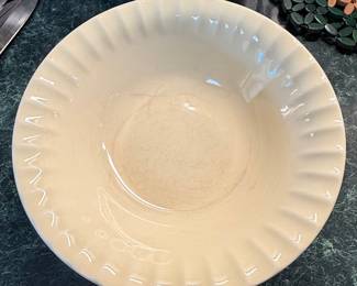 Vintage Creamware Fluted Serving Bowl