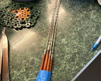 Vintage Teak Handle Fondue Skewers
