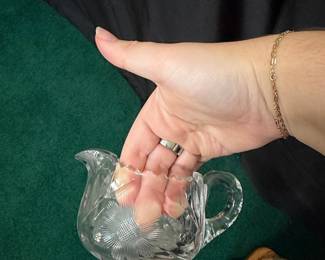 Vintage Pressed Glass Creamer with Starburst Pattern