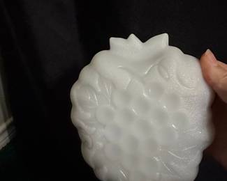 Vintage Hazel Atlas Milk Glass Grape-Shaped Dish