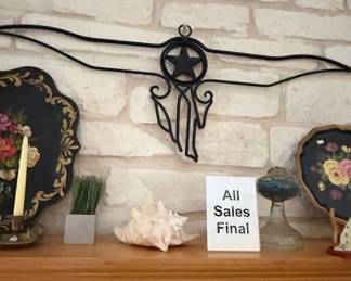 Wrought Iron Longhorn Steer Head Wall Decor