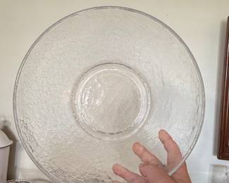 Vintage Clear Crackle Glass Serving Bowl
