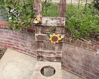 Rustic Wooden Garden Commode Chair