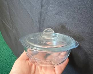 Vintage Fire-King 'Charm' Pattern Casserole Dish with Lid