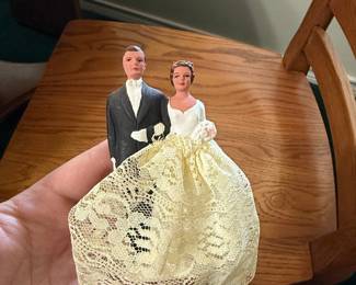 Vintage 1950s Chalkware Wedding Cake Topper