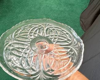 Vintage Pressed Glass Pedestal Cake Stand
