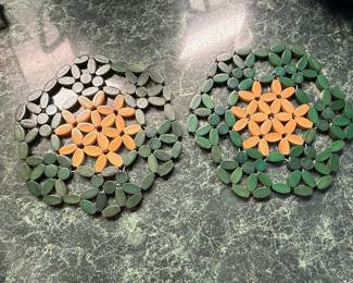 Vintage Mid-Century Modern Wooden Bead Trivets