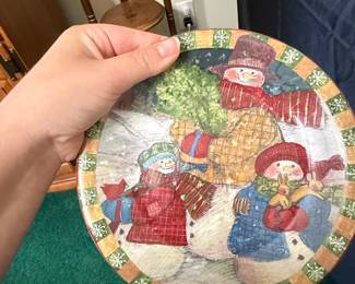 Certified International Susan Winget Frosty Snowman Dessert/Salad Plate