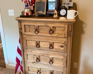 Primitive pine chest of drawers