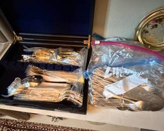 Vintage silver flatware, gold, plated, flatware