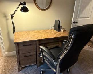 Small desk, leather desk chair