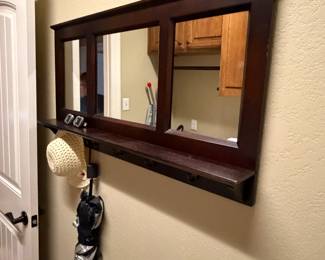 Mahogany mirror, and coat rack