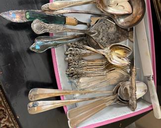 Vintage silver plate, flatware, serving pieces
