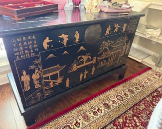 Antique hand-painted lacquer wedding chest
