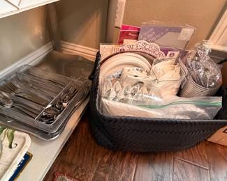 Stainless steel, flatware, paper goods