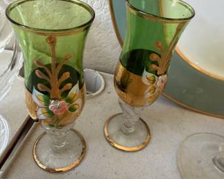 Bristol hand-painted cordial glasses