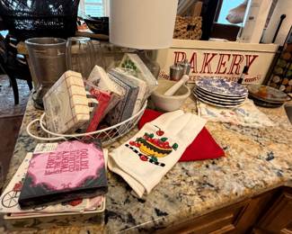 Fun paper, napkins, vintage mortar and pestle