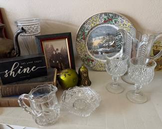 Vintage glassware, books, photos